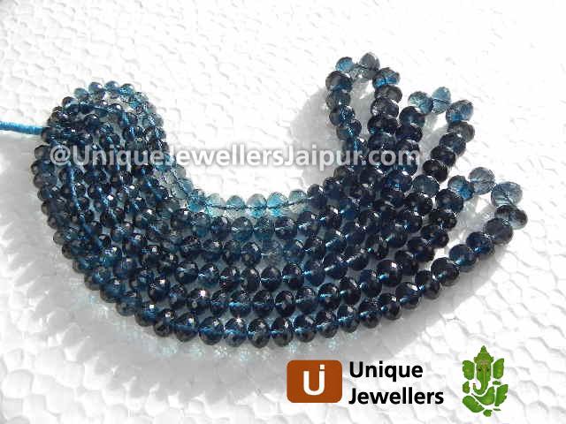 London Blue Topaz Big Faceted Roundelle Beads